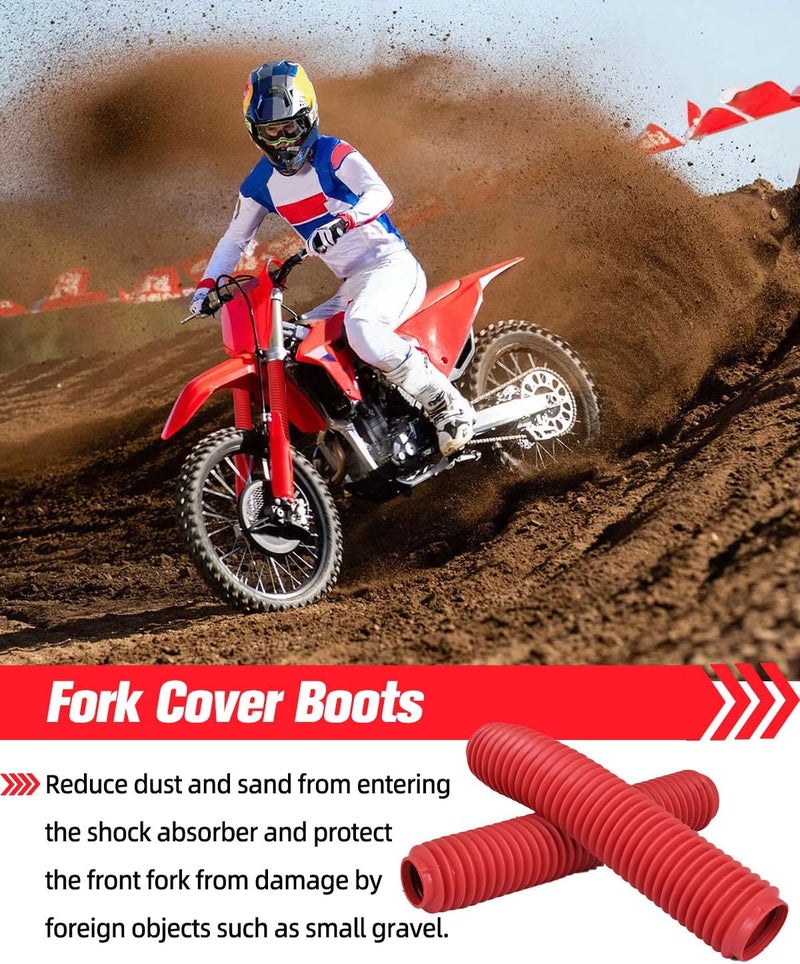 NACORE Motorcycle Fork Cover Boots Universal Front Shock Tube Absorber Guard Dust Boots For Most Dirt Pit Bike, RUBY RED - Image 2